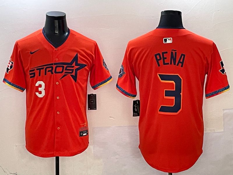 Men Houston Astros #3 Pena Orange Fourth generation Joint Name Nike 2025 MLB Jersey style 3